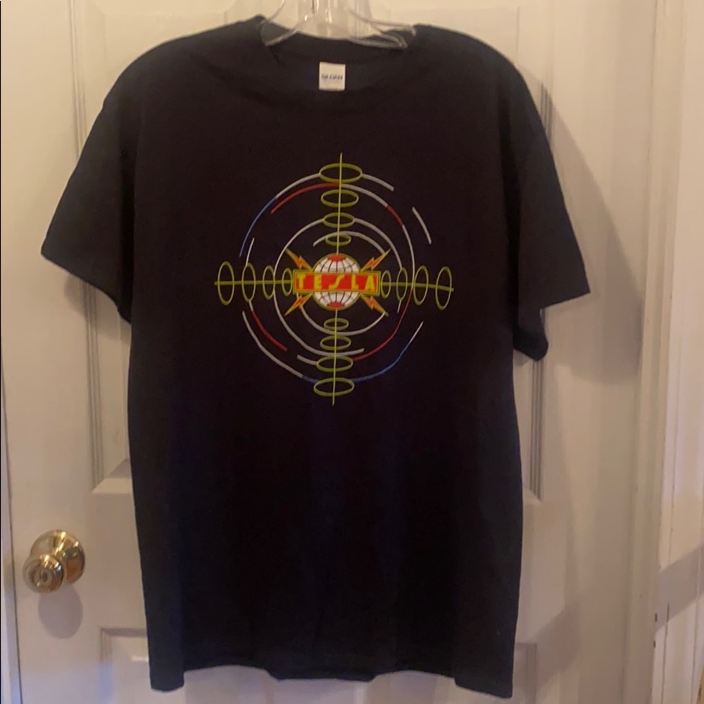 Tesla graphic short sleeve band tee top